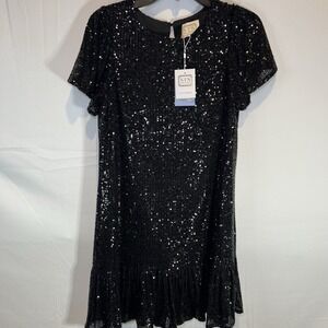 NWT XS STS Sail To Sable Black Sequin‎ Dress MSRP $198